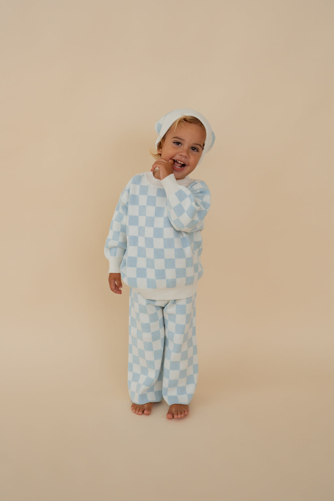 Knit Set | Sky Blue Checker