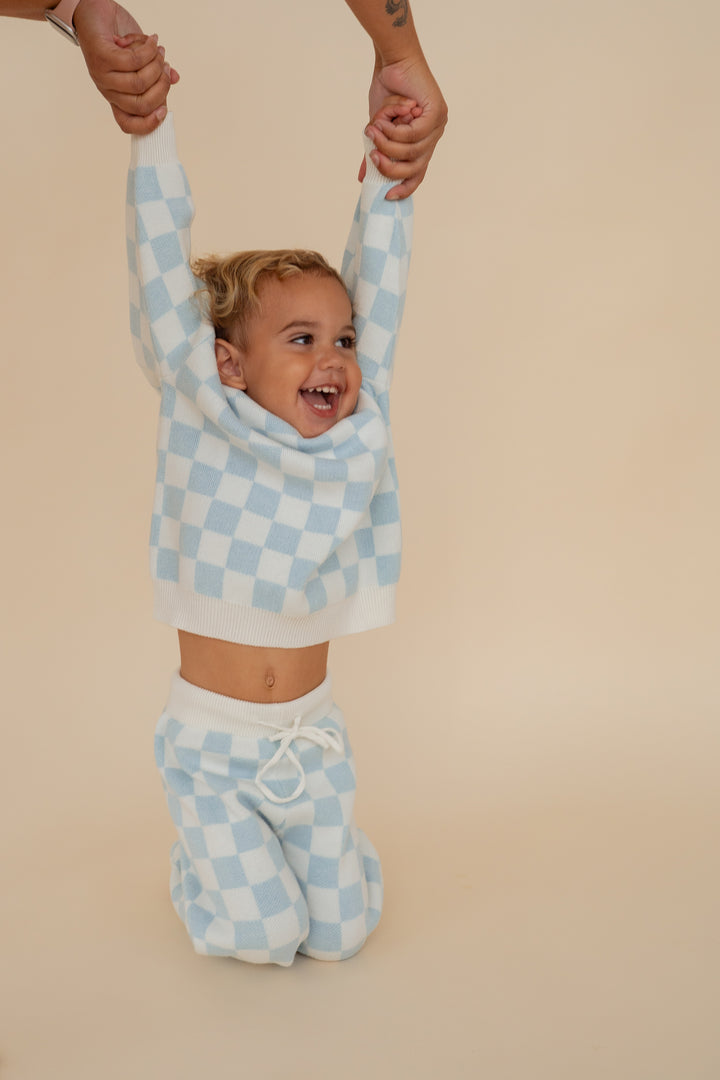 Knit Set | Sky Blue Checker