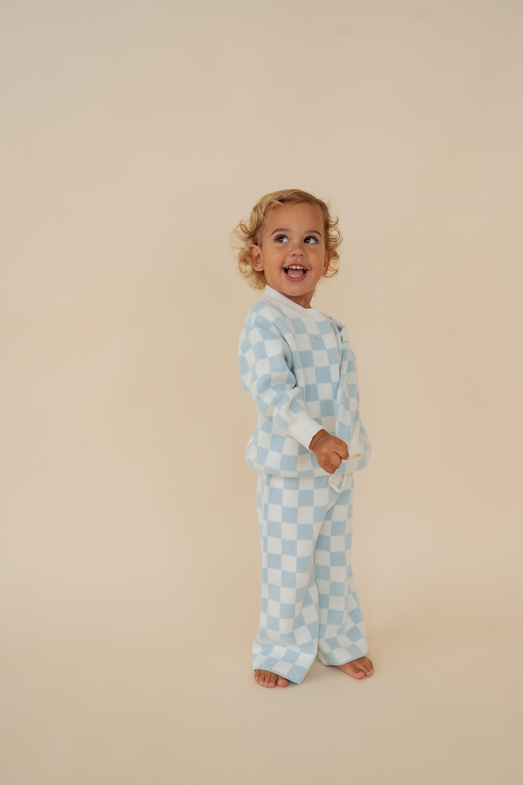 Knit Set | Sky Blue Checker