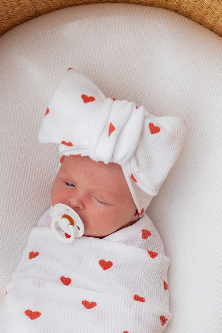 Oversized Topknot | Red Hearts Waffle