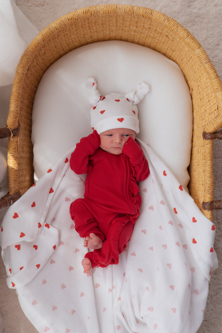 Frill Zip Romper | Ruby Red