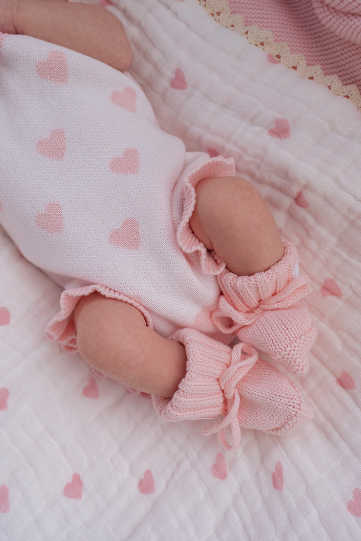 Knit Singlet Romper | Pink Hearts