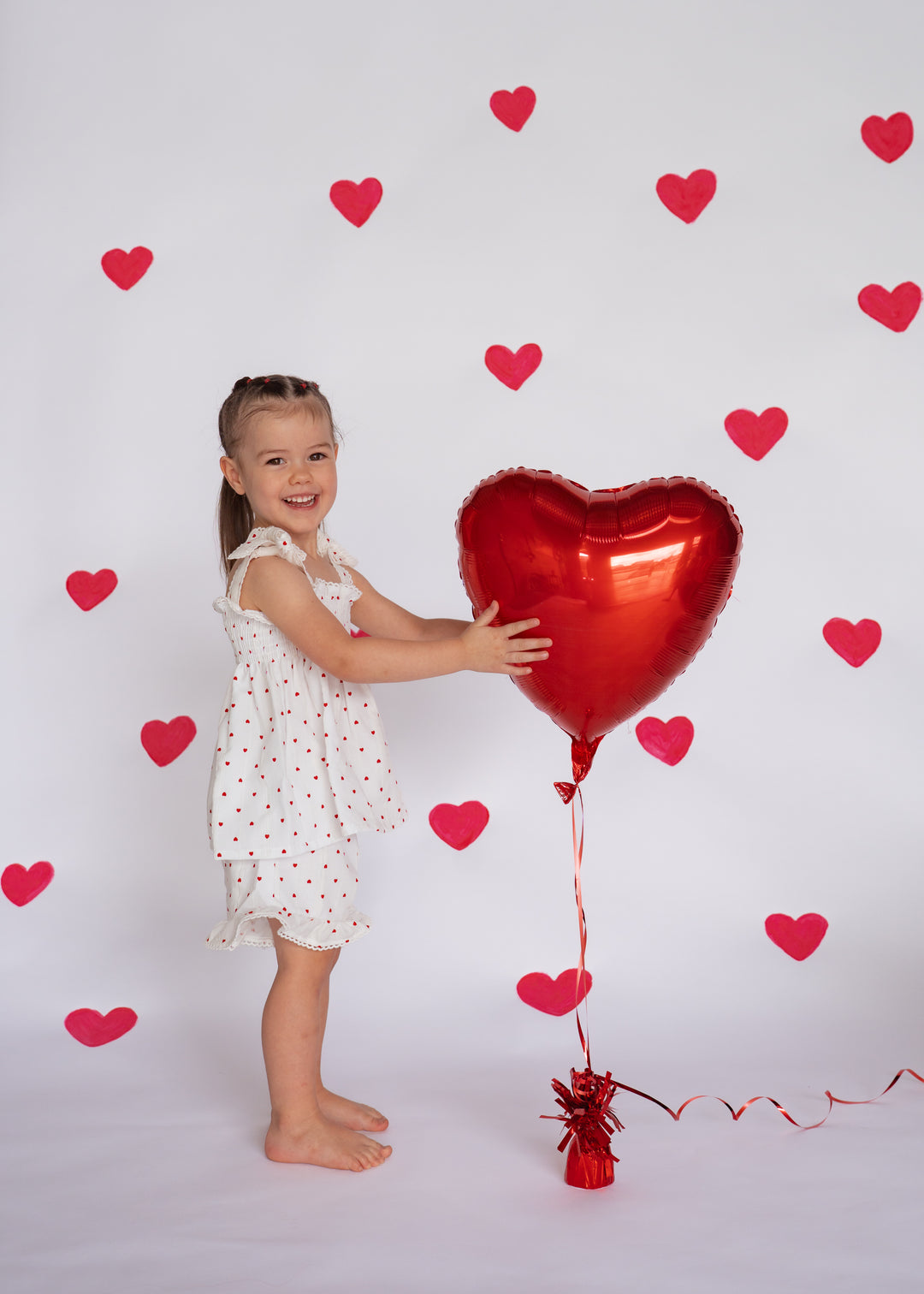 Short Set | Red Hearts Cotton