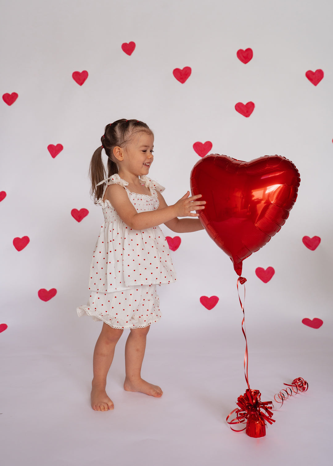 Short Set | Red Hearts Cotton