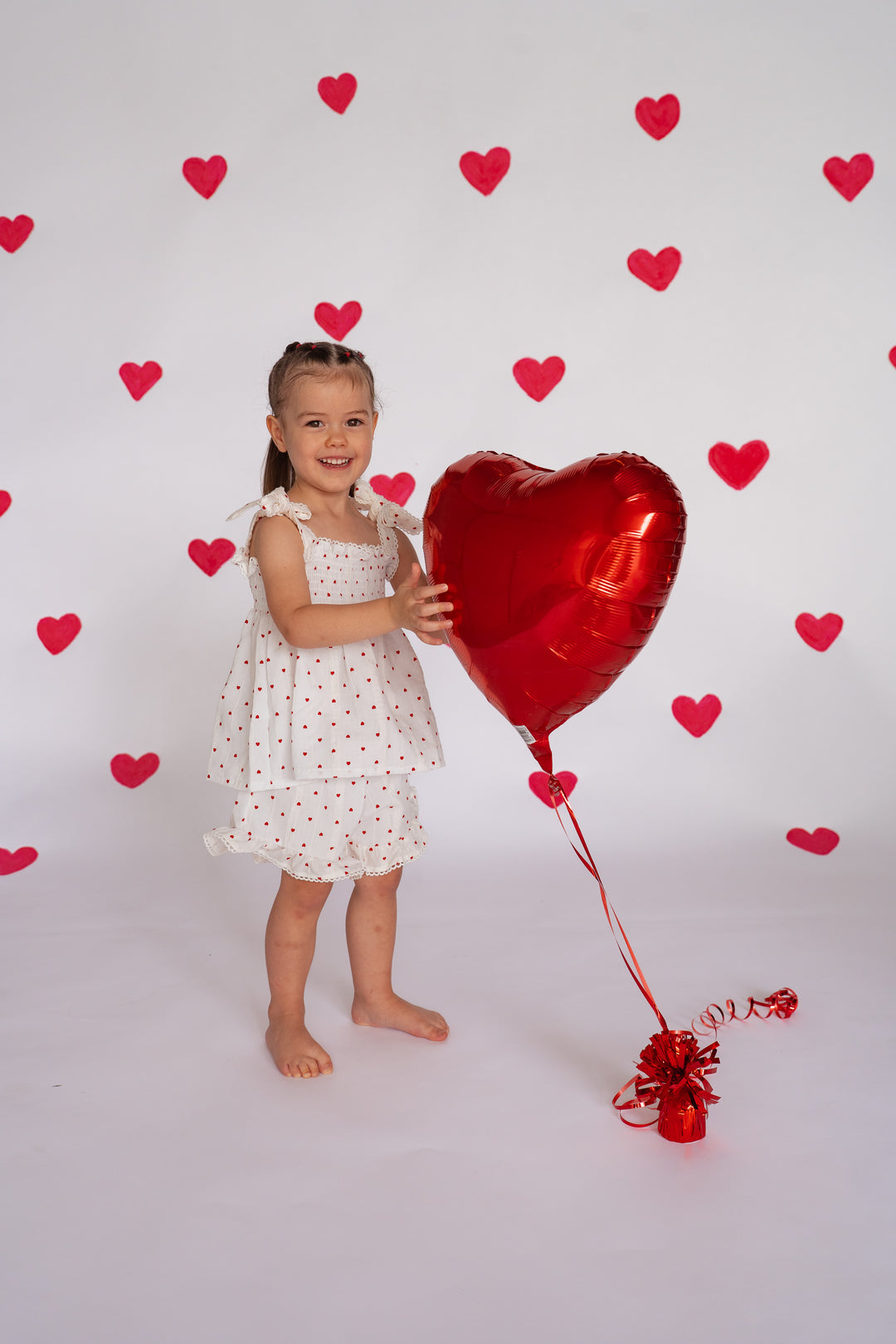 Short Set | Red Hearts Cotton