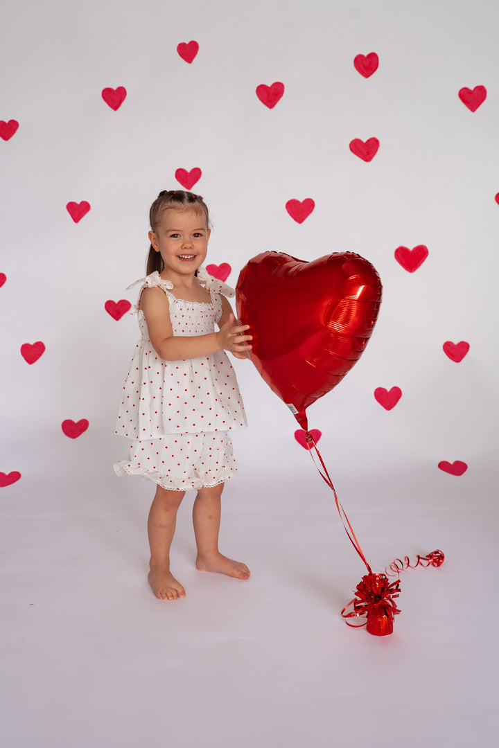 Short Set | Red Hearts Cotton