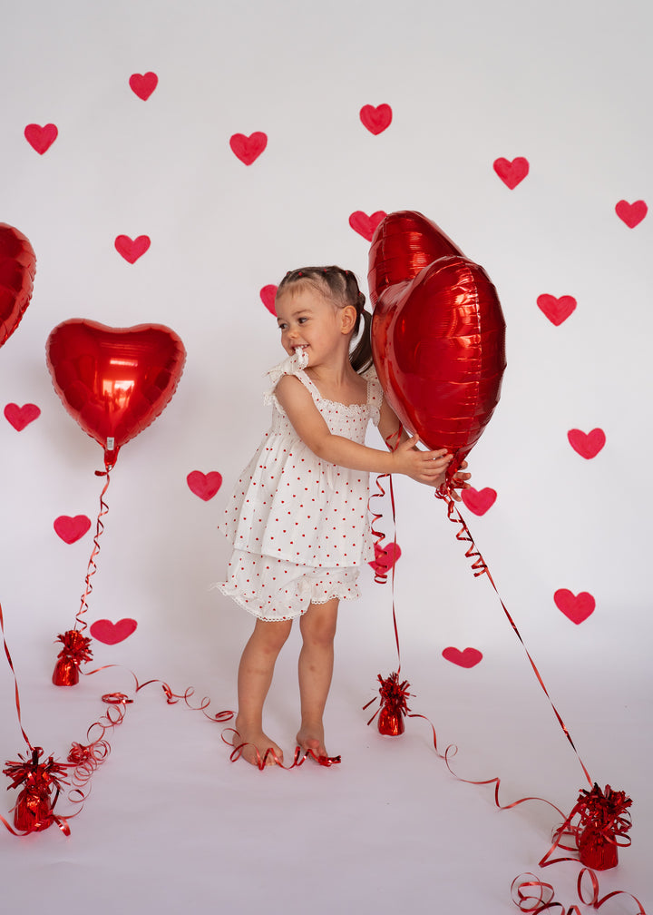 Short Set | Red Hearts Cotton