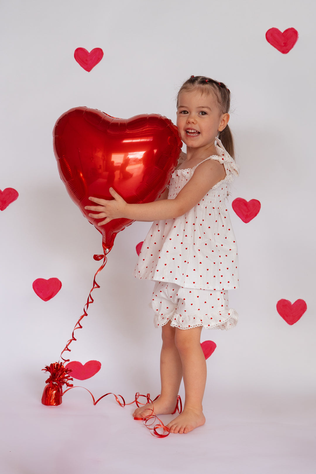 Short Set | Red Hearts Cotton