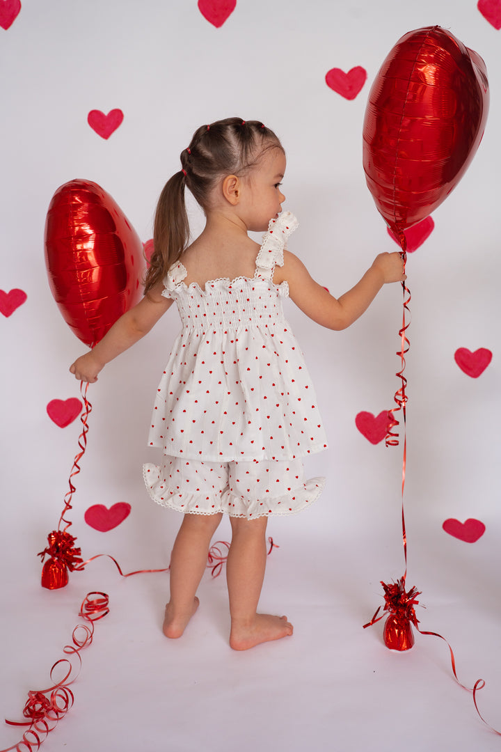 Short Set | Red Hearts Cotton