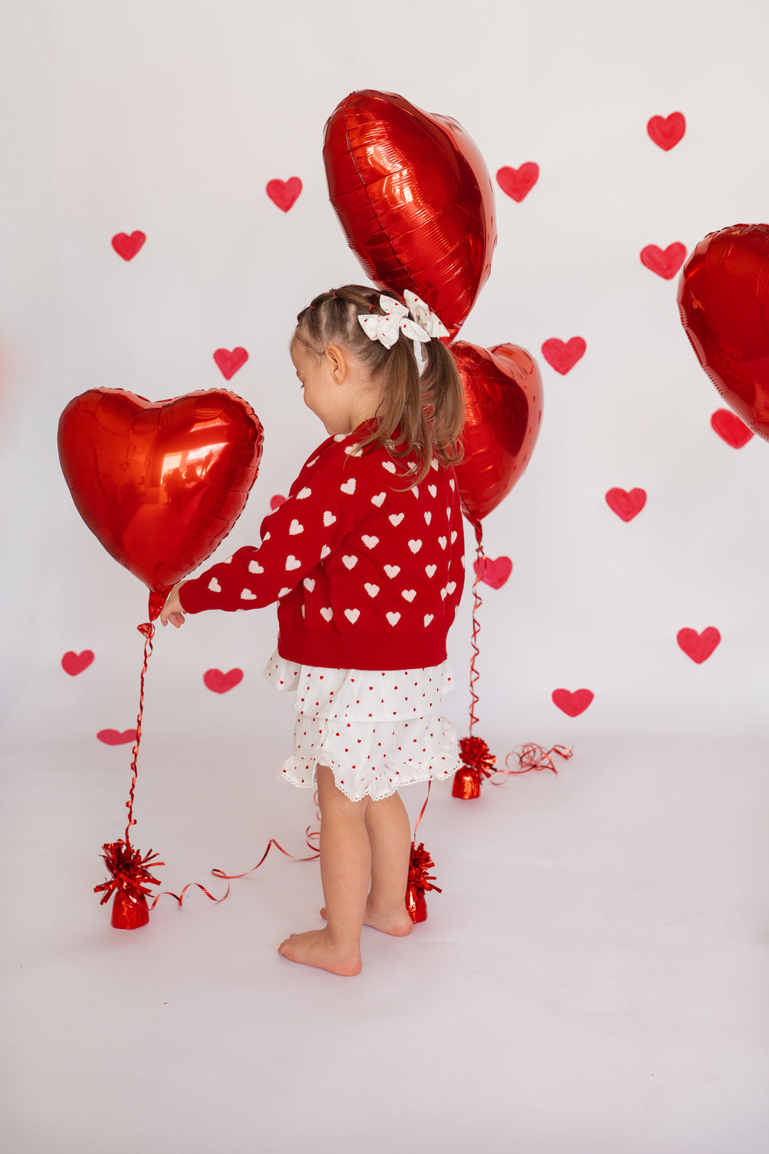 Knitted Cardigan | Red Hearts
