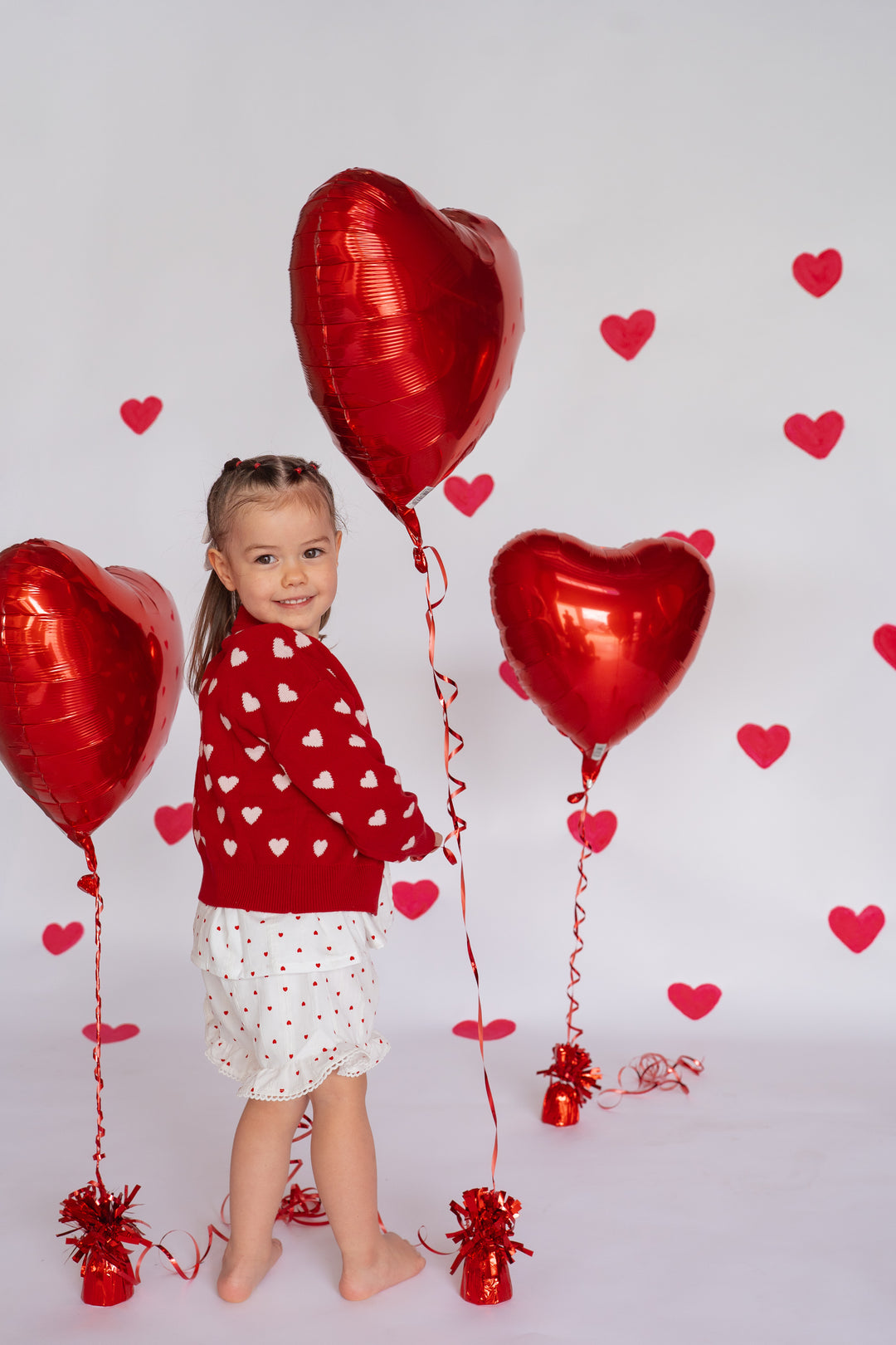 Knitted Cardigan | Red Hearts