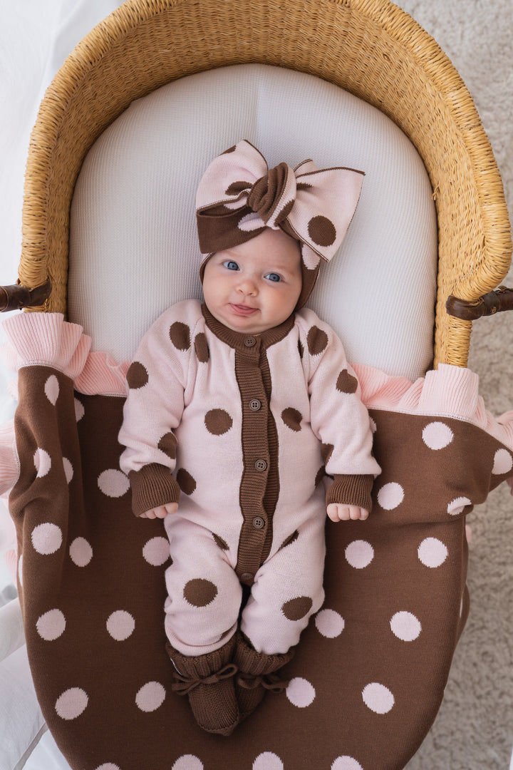 Knit Classic Romper | Pink Choc Polka