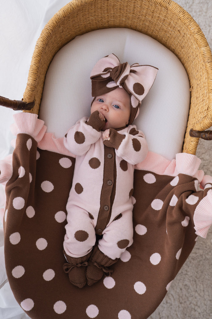 Knit Classic Romper | Pink Choc Polka