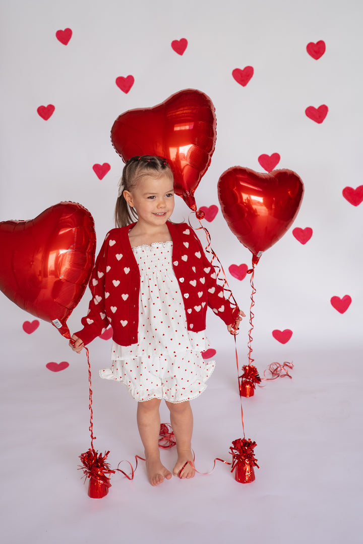 Knitted Cardigan | Red Hearts