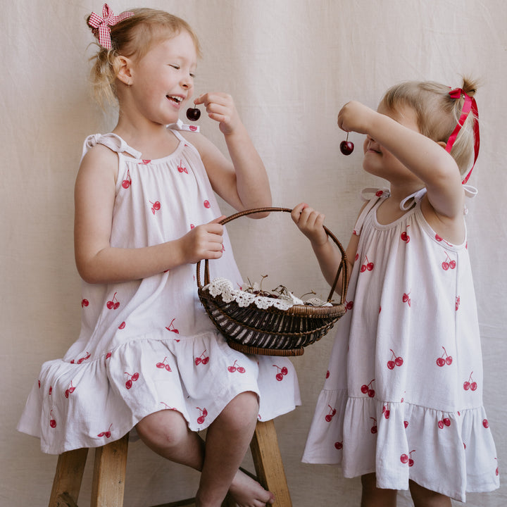Tie Dress | Red Cherries