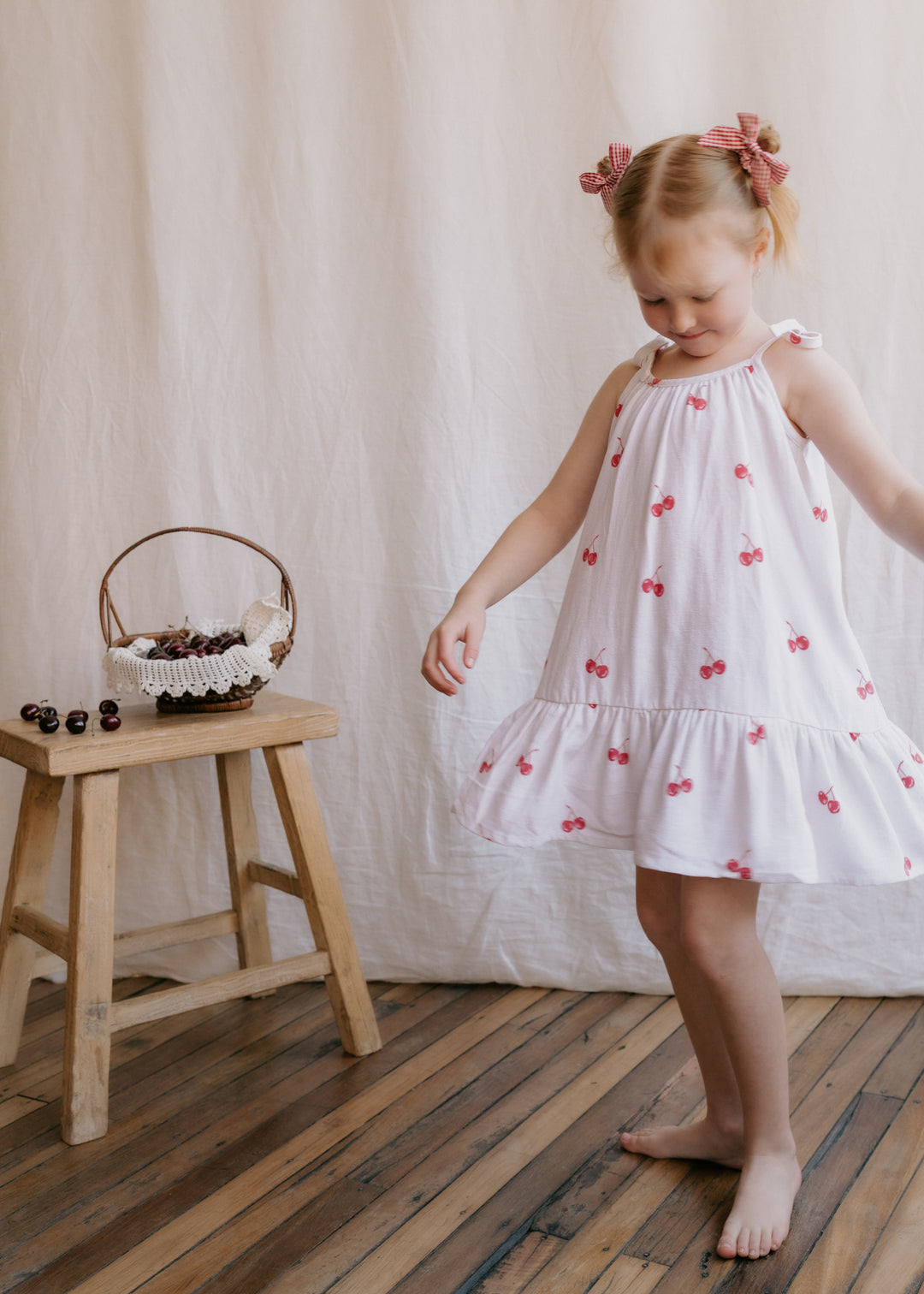Tie Dress | Red Cherries