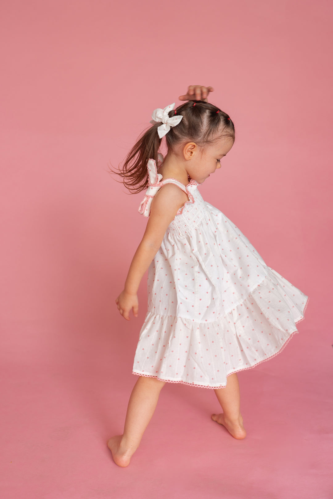 Tie Summer Dress | Pink Hearts Cotton