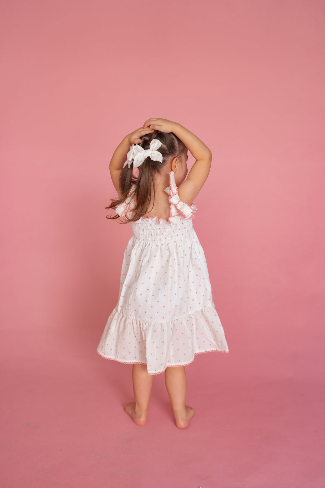 Tie Summer Dress | Pink Hearts Cotton
