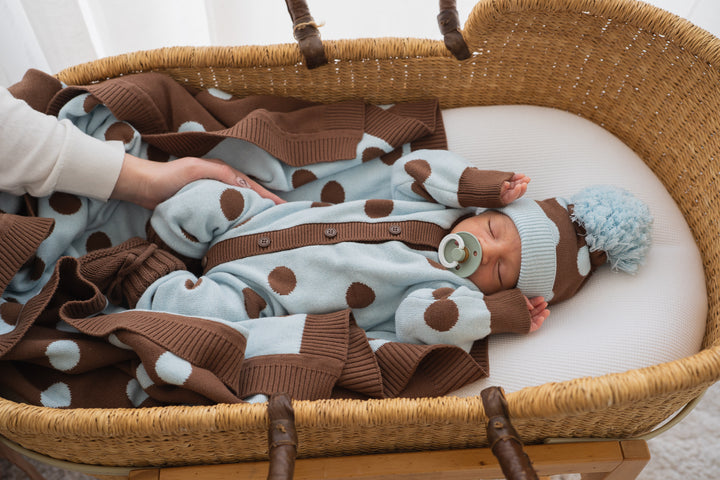 Knit Classic Romper | Blue Choc Polka