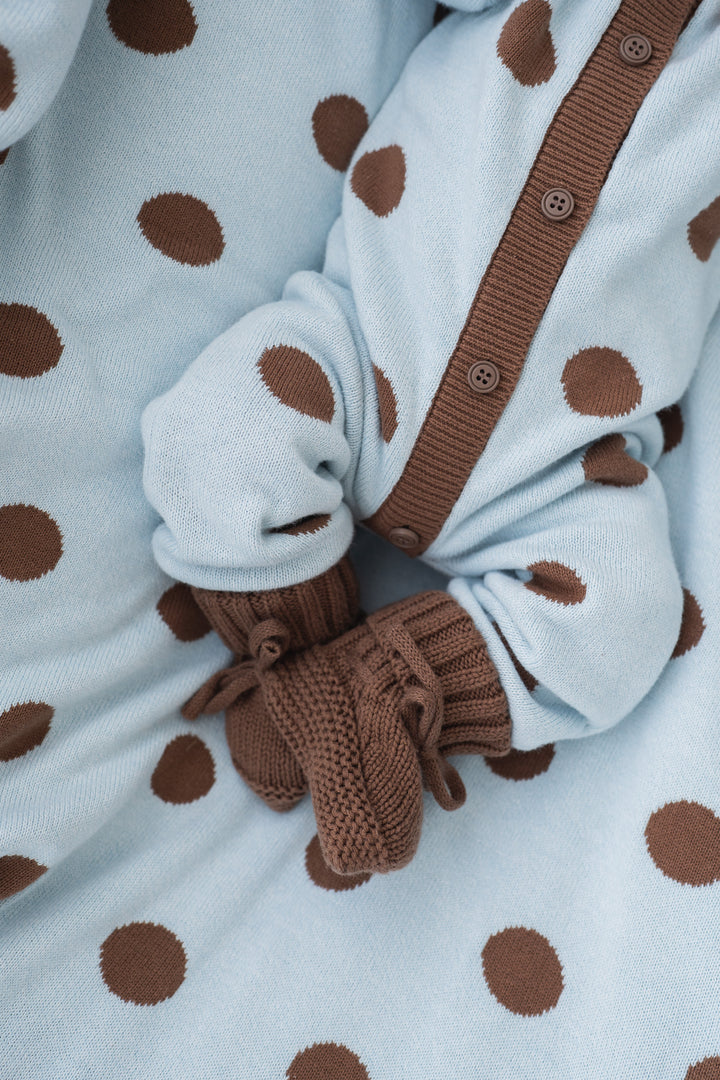 Knit Classic Romper | Blue Choc Polka