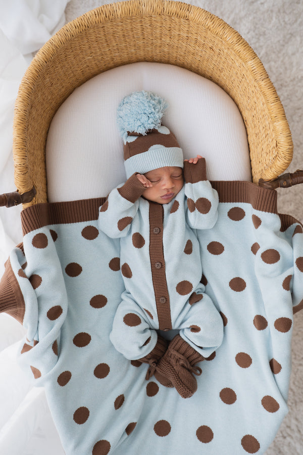 Knit Classic Romper | Blue Choc Polka