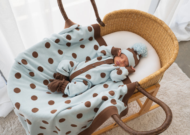 Knit Classic Romper | Blue Choc Polka