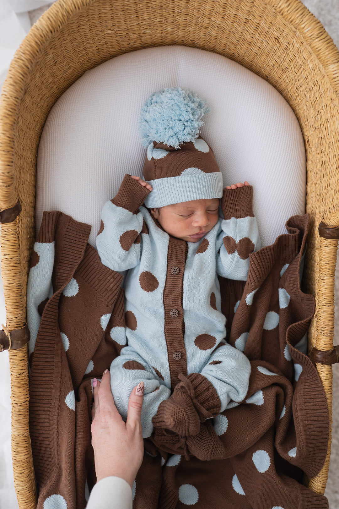 Knit Classic Romper | Blue Choc Polka