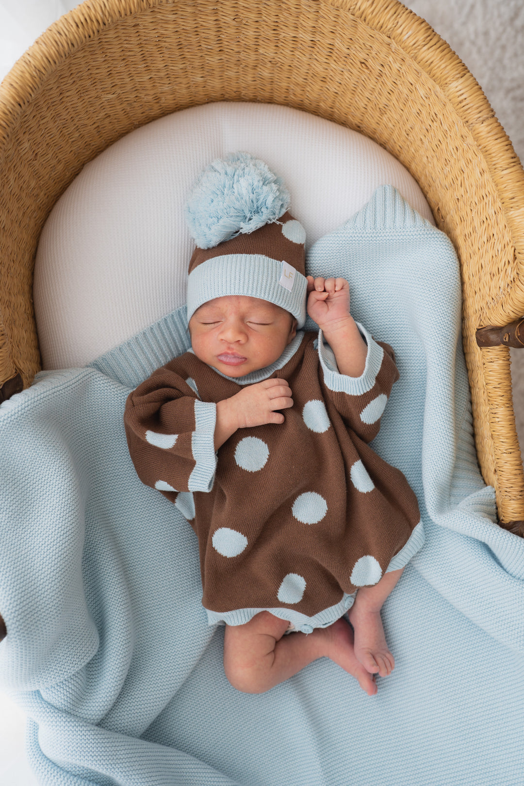 Knit T-Shirt Romper |  Choc Blue Polka
