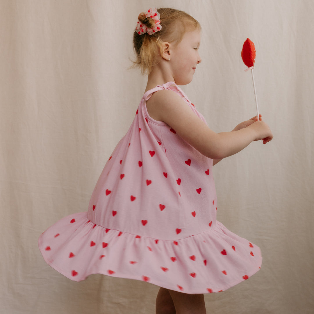 Tie Dress | Red Hearts