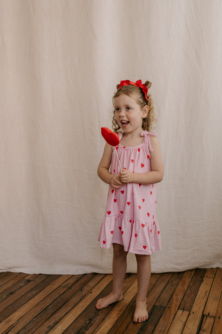Tie Dress | Red Hearts