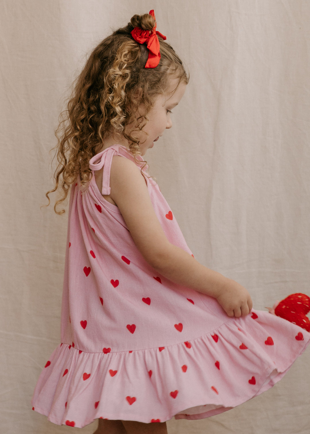 Tie Dress | Red Hearts