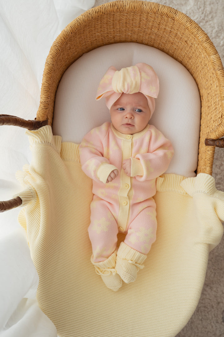 Knit Classic Romper | Daisy Floral Lemon