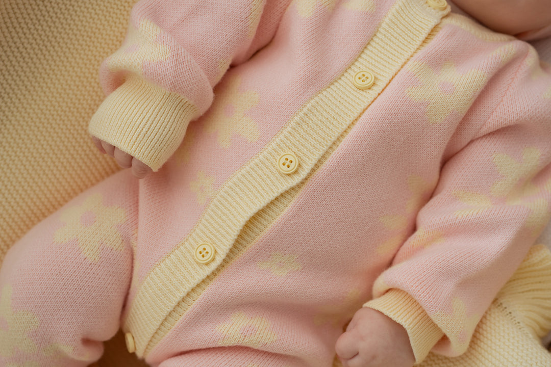 Knit Classic Romper | Daisy Floral Lemon