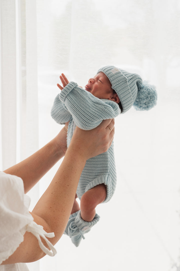 Chunky Knit Romper | Sky Blue