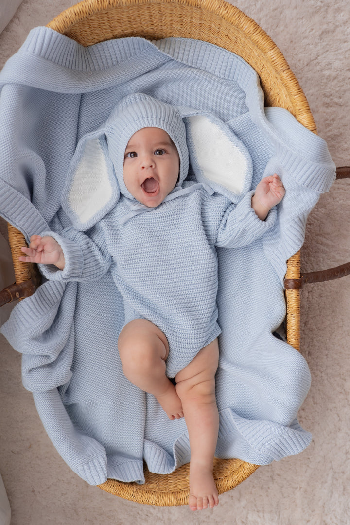 Knitted Bunny Bonnet | Sky Blue