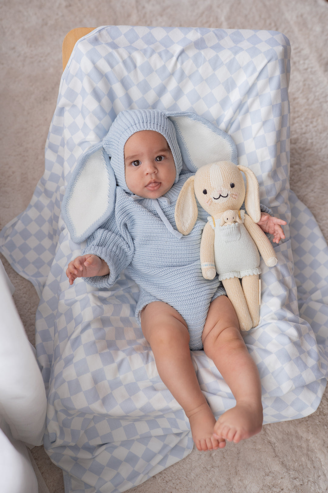 Knitted Bunny Bonnet | Sky Blue