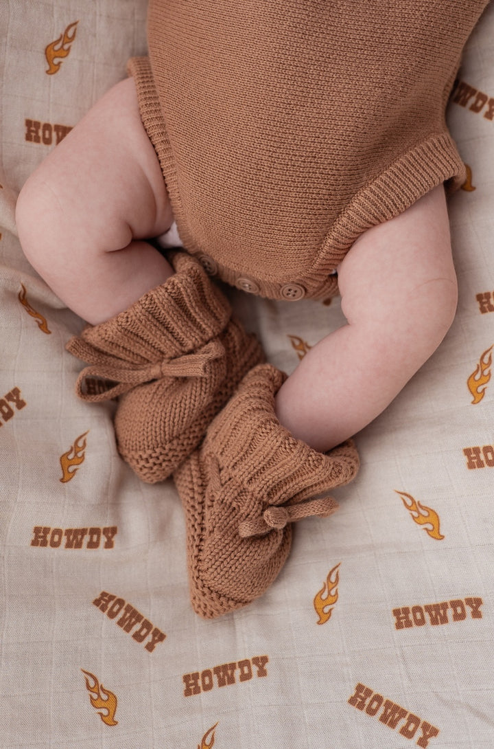 Knitted Booties | Chestnut