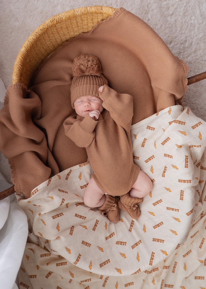 Heirloom Knit Blanket | Chestnut