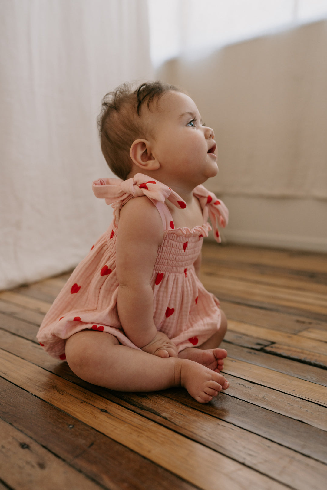 Muslin Romper | Red Hearts