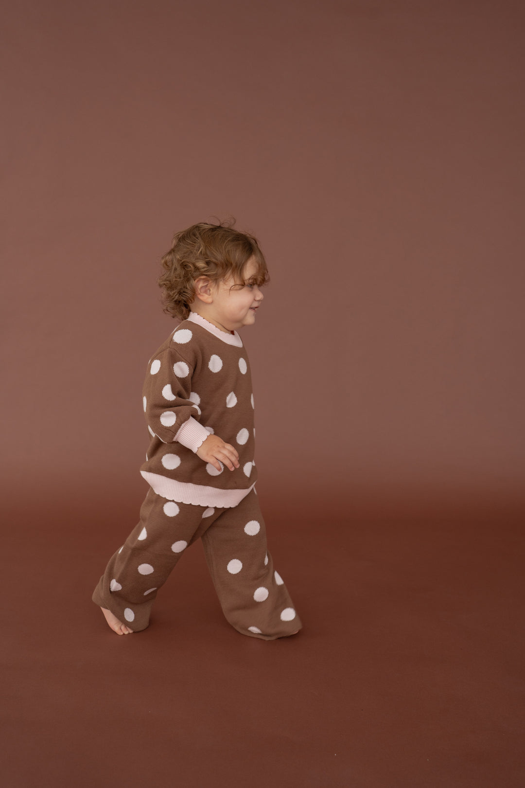 Knit Set | Choc Pink Polka