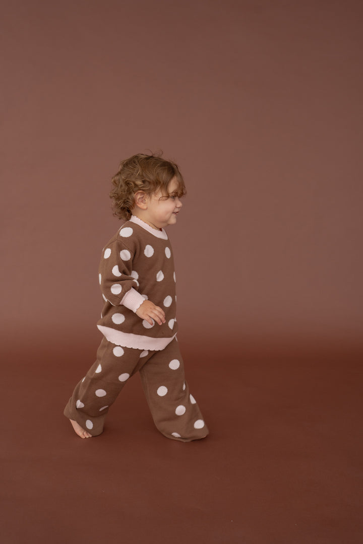 Knit Set | Choc Pink Polka