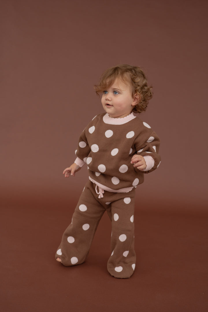 Knit Set | Choc Pink Polka