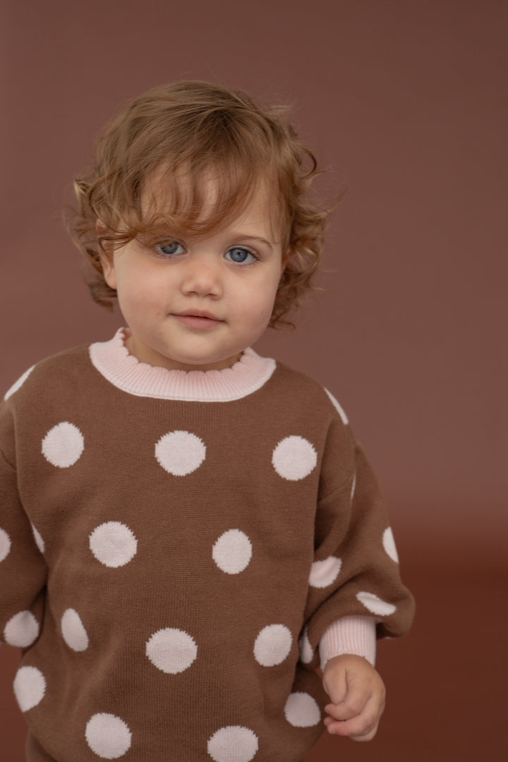 Knit Set | Choc Pink Polka