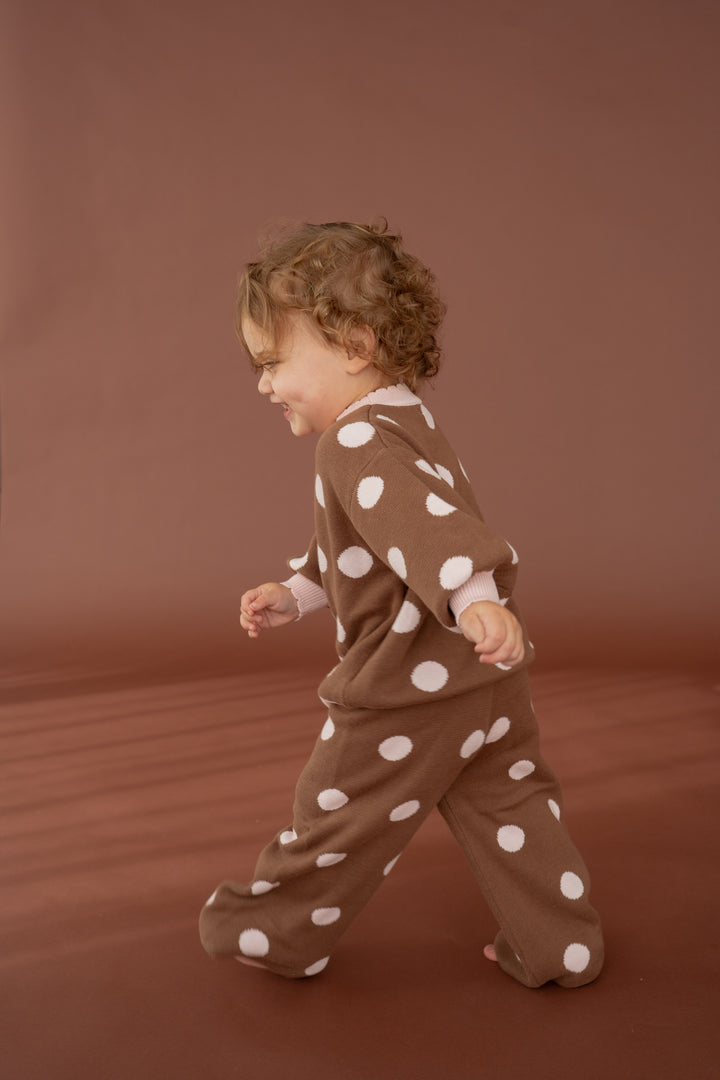 Knit Set | Choc Pink Polka