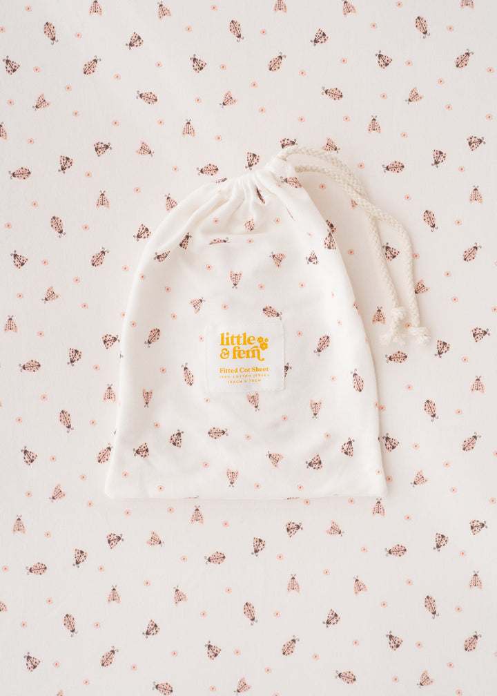 Cot Sheet | Pink Ladybug