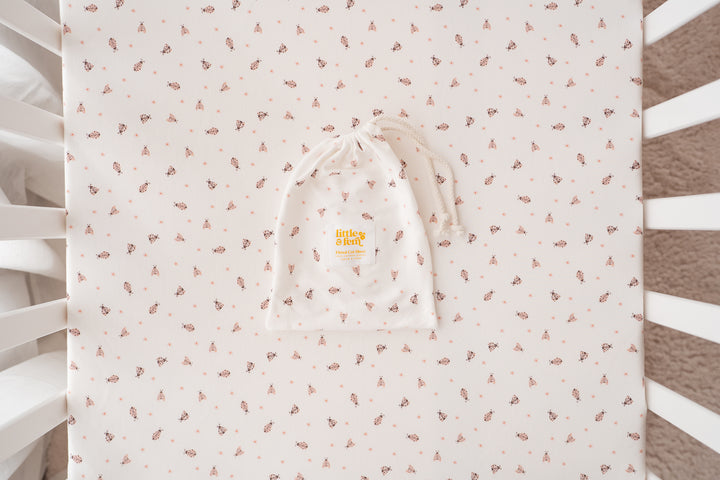 Cot Sheet | Pink Ladybug