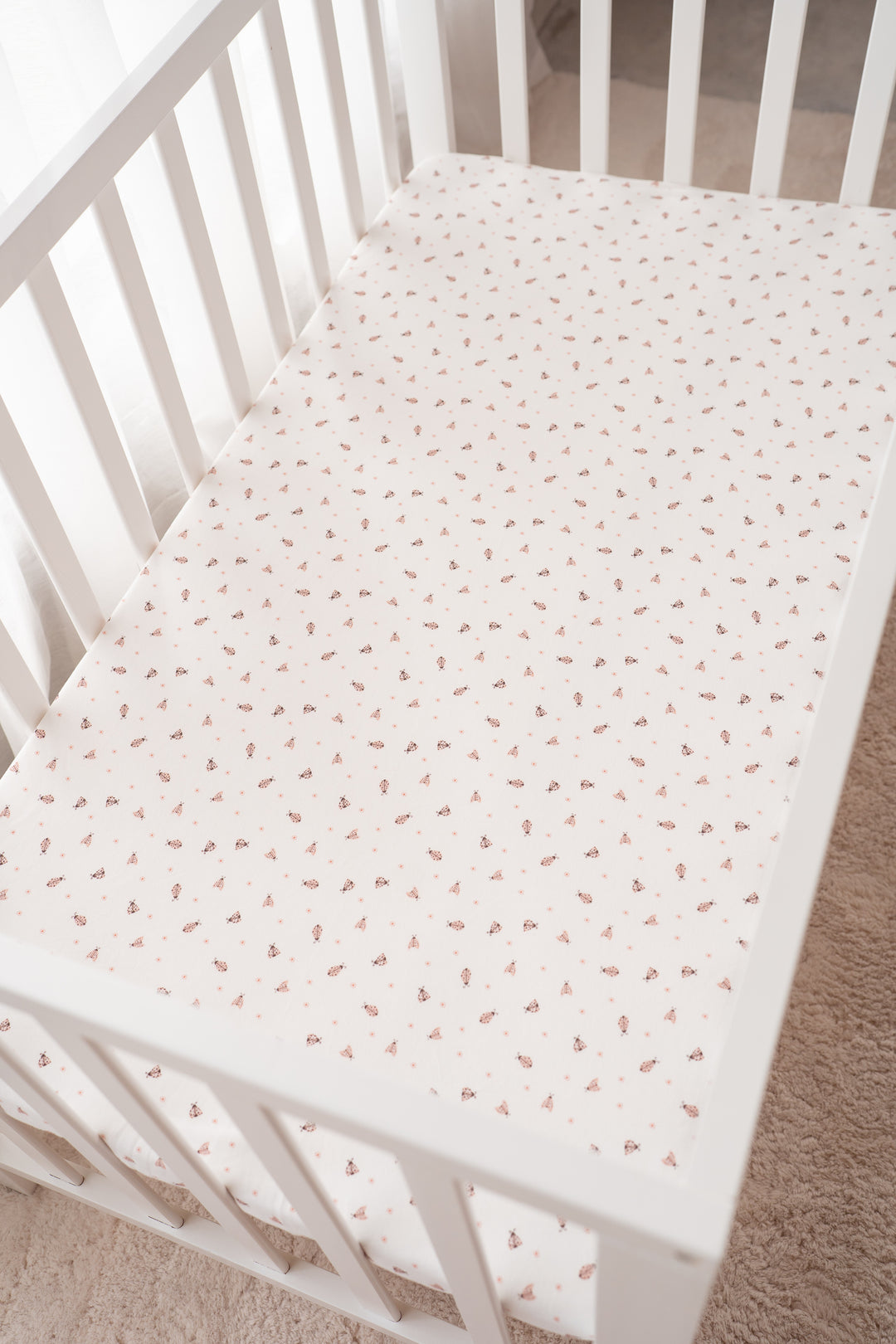 Cot Sheet | Pink Ladybug