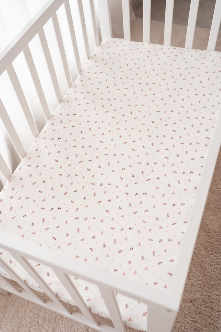 Cot Sheet | Pink Ladybug