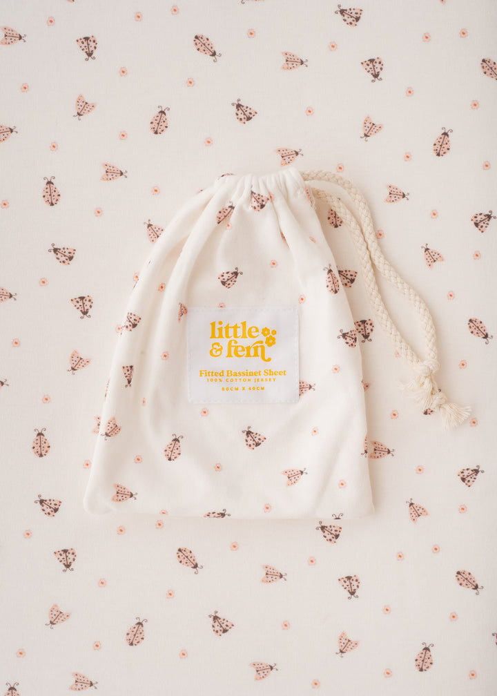 Bassinet Sheet | Pink Ladybug