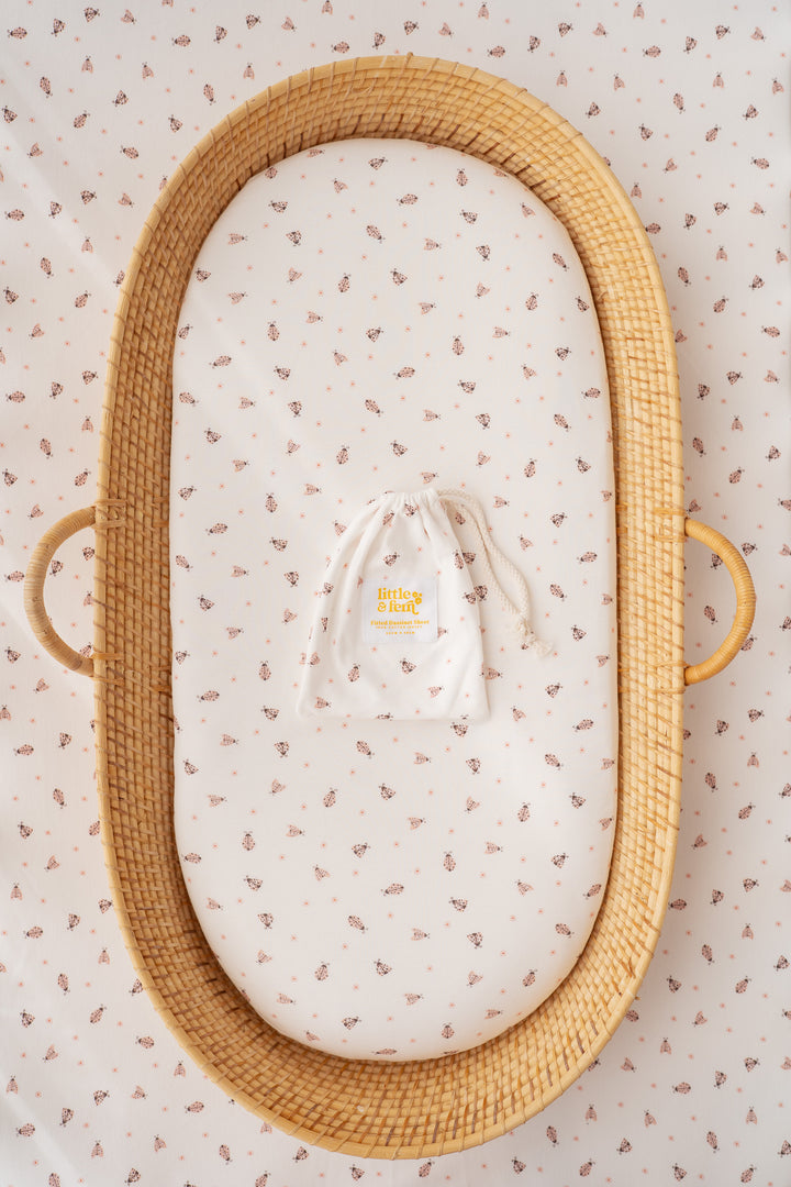 Bassinet Sheet | Pink Ladybug